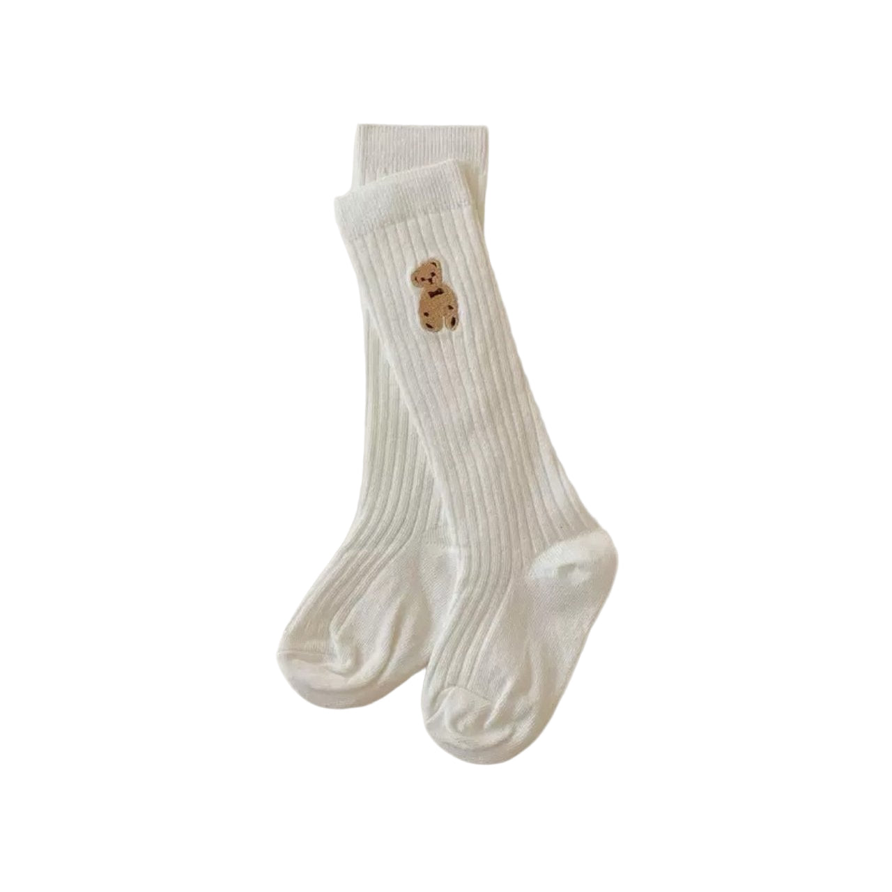 Bear Embroidered Knee Socks