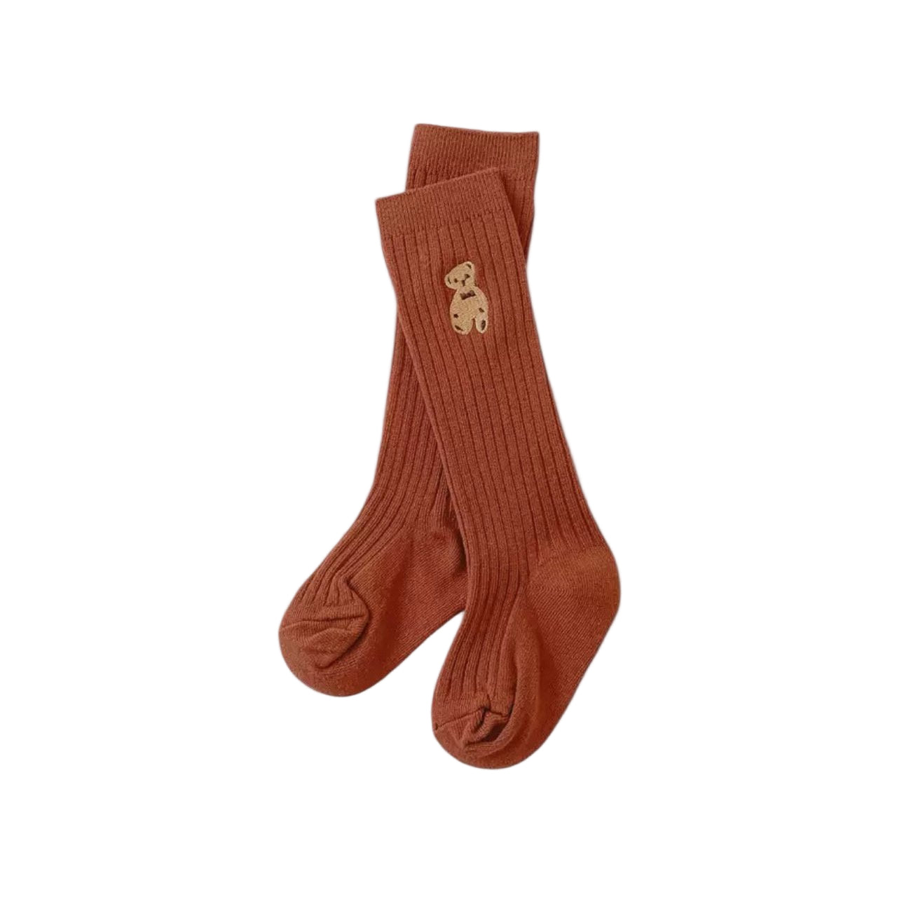 Bear Embroidered Knee Socks