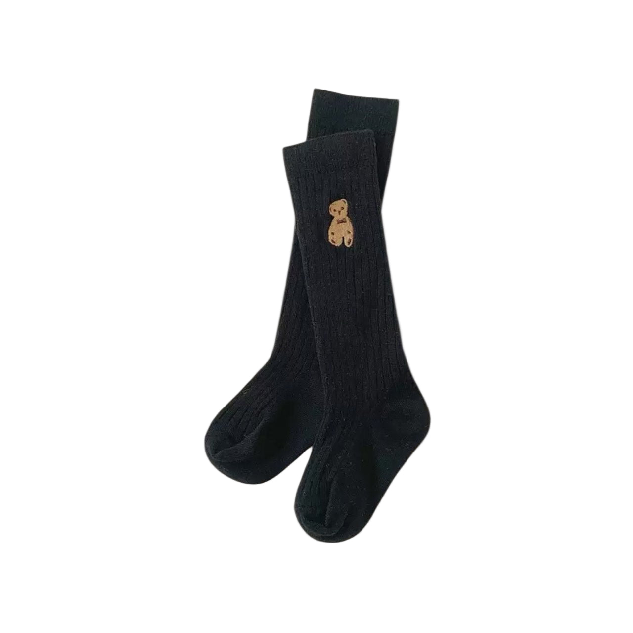 Bear Embroidered Knee Socks