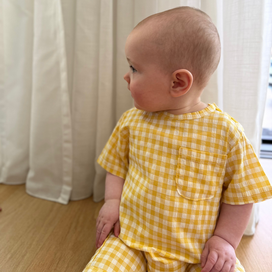 Yellow vichy bodysuit