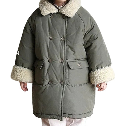 Khaki long winter jacket