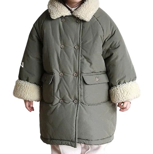 Khaki long winter jacket