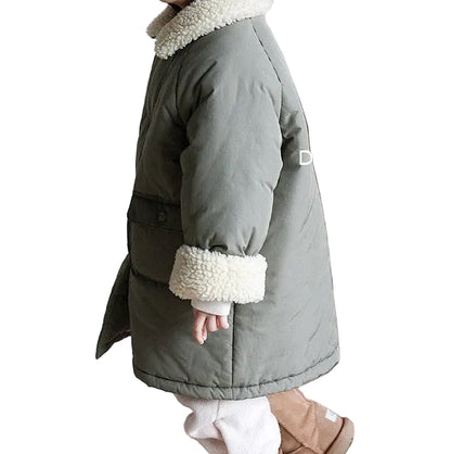 Khaki long winter jacket